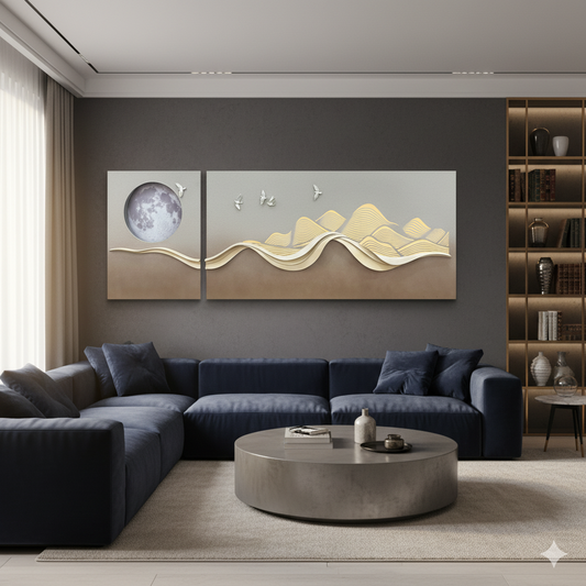 Lunaris - Moon Inspired Premium 3D Wall Art ~ 8 feet Long