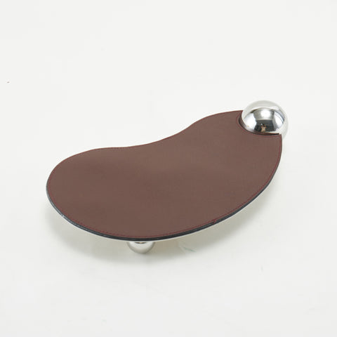 Curated Coast: Leather & Stainless Steel Decorative Serving Tray
