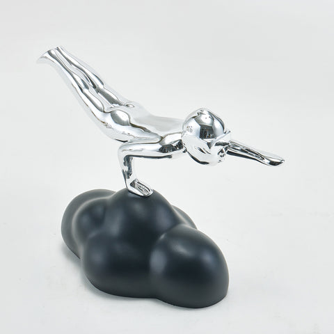 Soaring Silver Soul - Resin Flying Human Sculpture