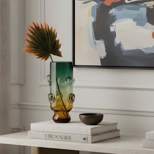 Sunlit Meadow - Yellow & Green Glass Table Vase