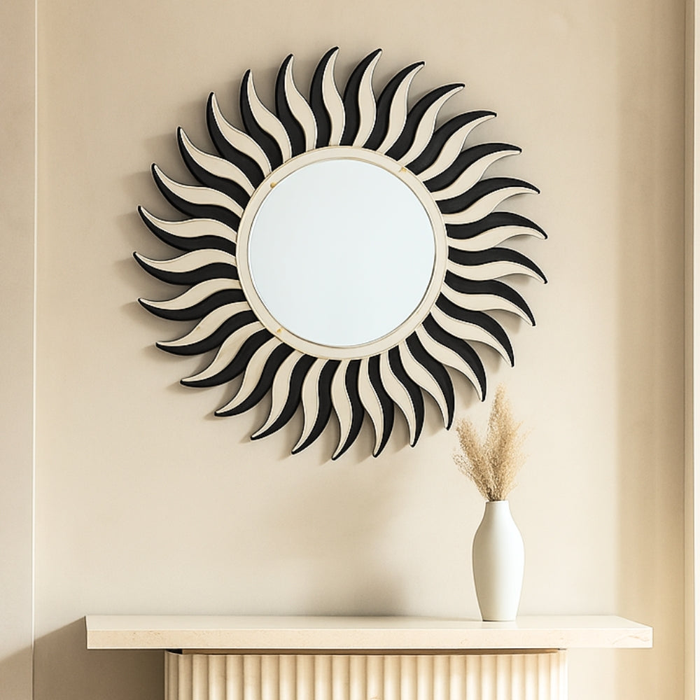 Burst of Sunshine - Silver Finish Premium Wall Mirror ~ 3.3 ft Dia