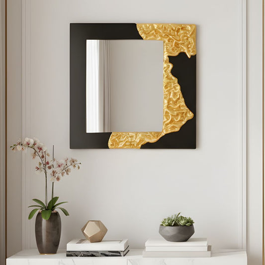 The Bold Edge - Black & Gold Square Luxury Wall Mirror ~ 3.5 ft x 3.5 ft