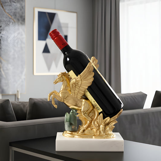 The Sunshine Stallion - Marble & Copper Horse Table Showpiece & Wine Bottle Holder