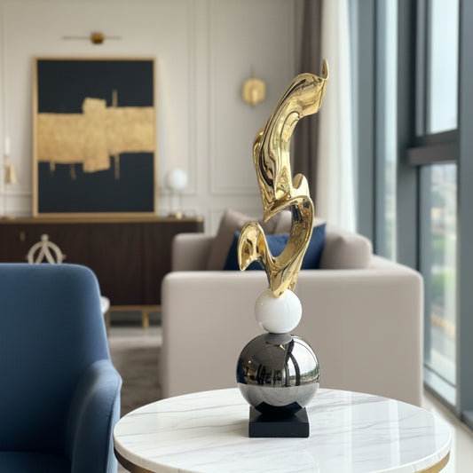 Gold & Black Modern Abstract Metallic Finish Sculpture