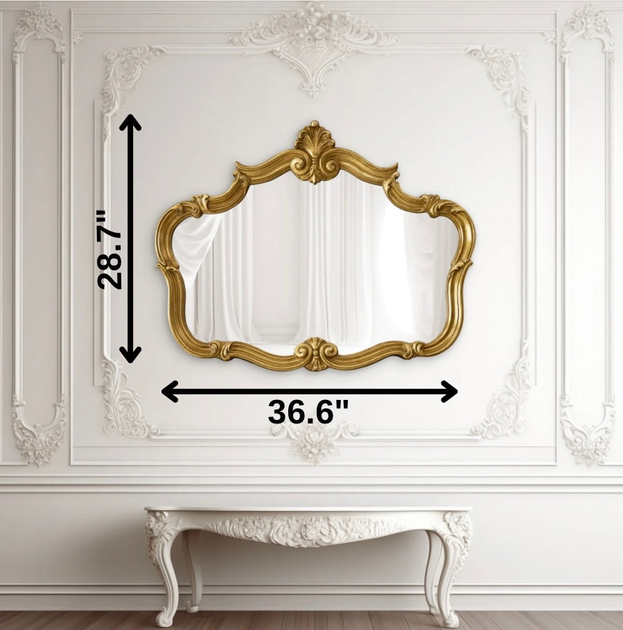 Wall Mirror Royal Rococo - Victorian Style Premium Gold Finish Wall Mirror ~ 3.1 ft x 2.4 ft