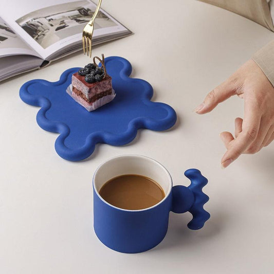 Coffee Cup Prussian Puddle - Pinterest-y Klein Blue Coffee Cup & Plate Set