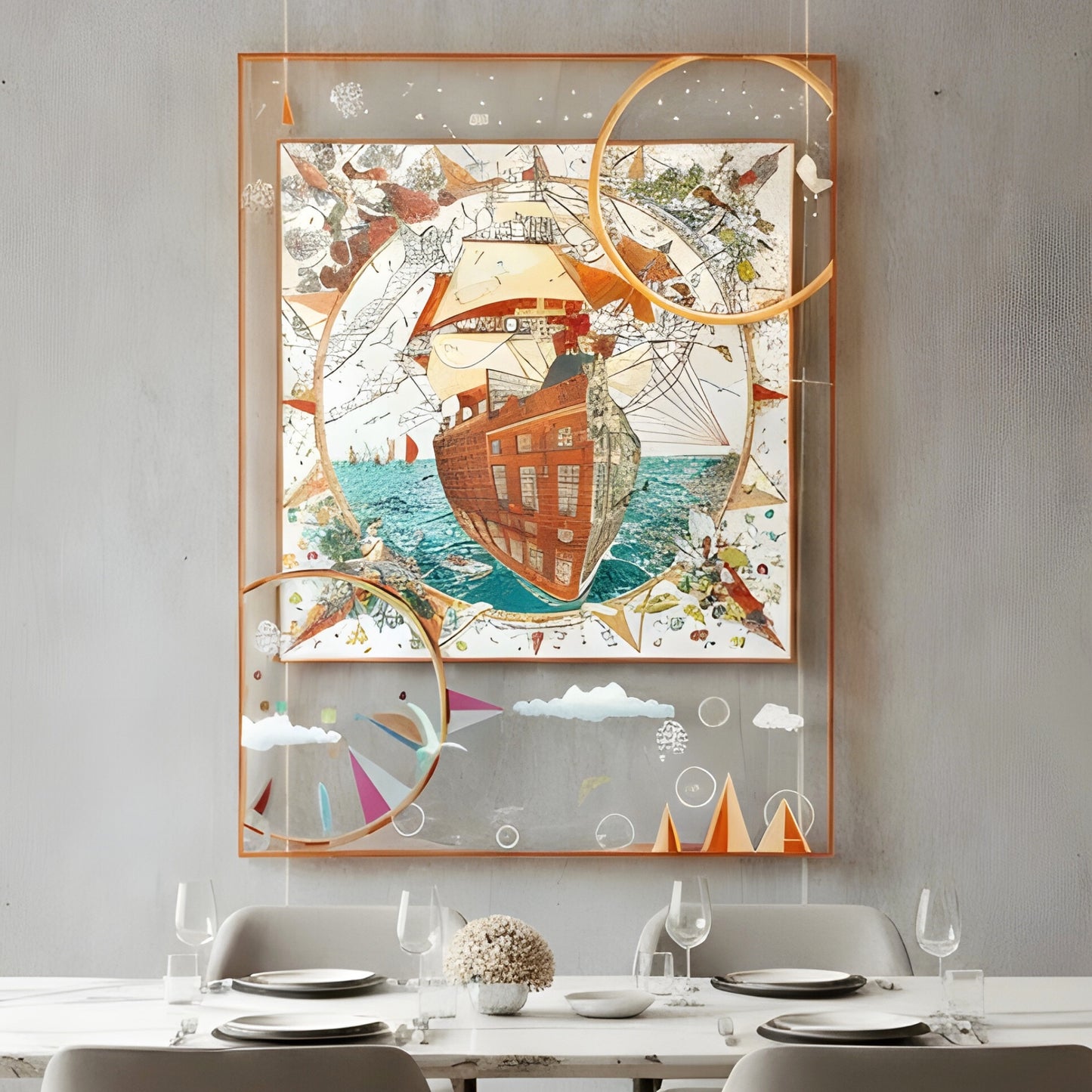 Odyssey by La Muse – 4 ft x 3 ft Ship & Travel Inspired Wall Art for Living Room & Office