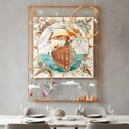 Odyssey by La Muse – 4 ft x 3 ft Ship & Travel Inspired Wall Art for Living Room & Office