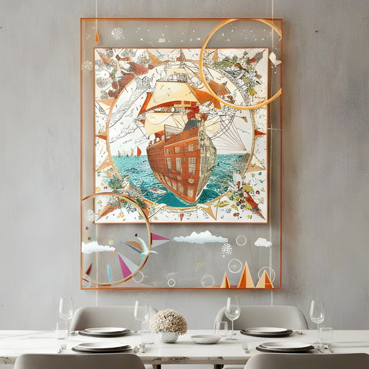 Odyssey by La Muse – 4 ft x 3 ft Ship & Travel Inspired Wall Art for Living Room & Office