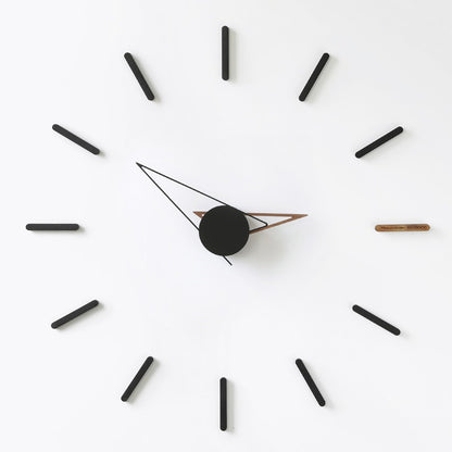 Eye of the Hurricane - Designer Wall Clock (Black & Brown Wood)