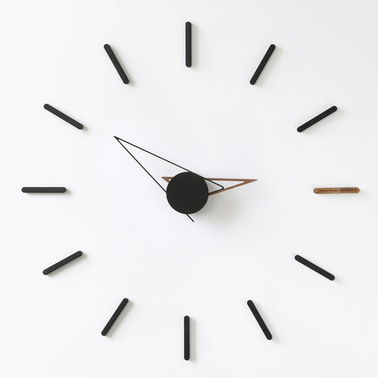 Eye of the Hurricane - Designer Wall Clock (Black & Brown Wood)