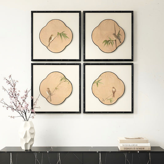 Perched by La Muse – 3.5 ft x 3.5 ft Bird Themed Wall Art Set for Living & Dining Spaces