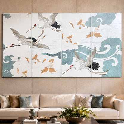 Skybound - Nature-inspired Embroidered Wall Art (Set of 4) ~ 7.5 ft x 4 ft