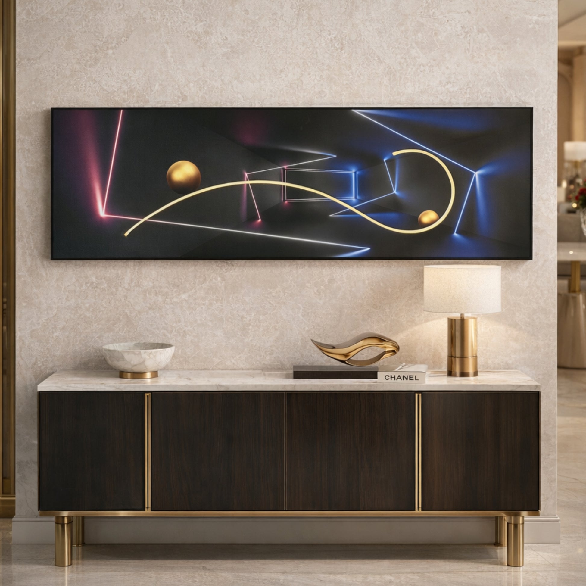 Pulse by La Muse – 5 ft LED Abstract Canvas Wall Art for Living Room & Office Interiors