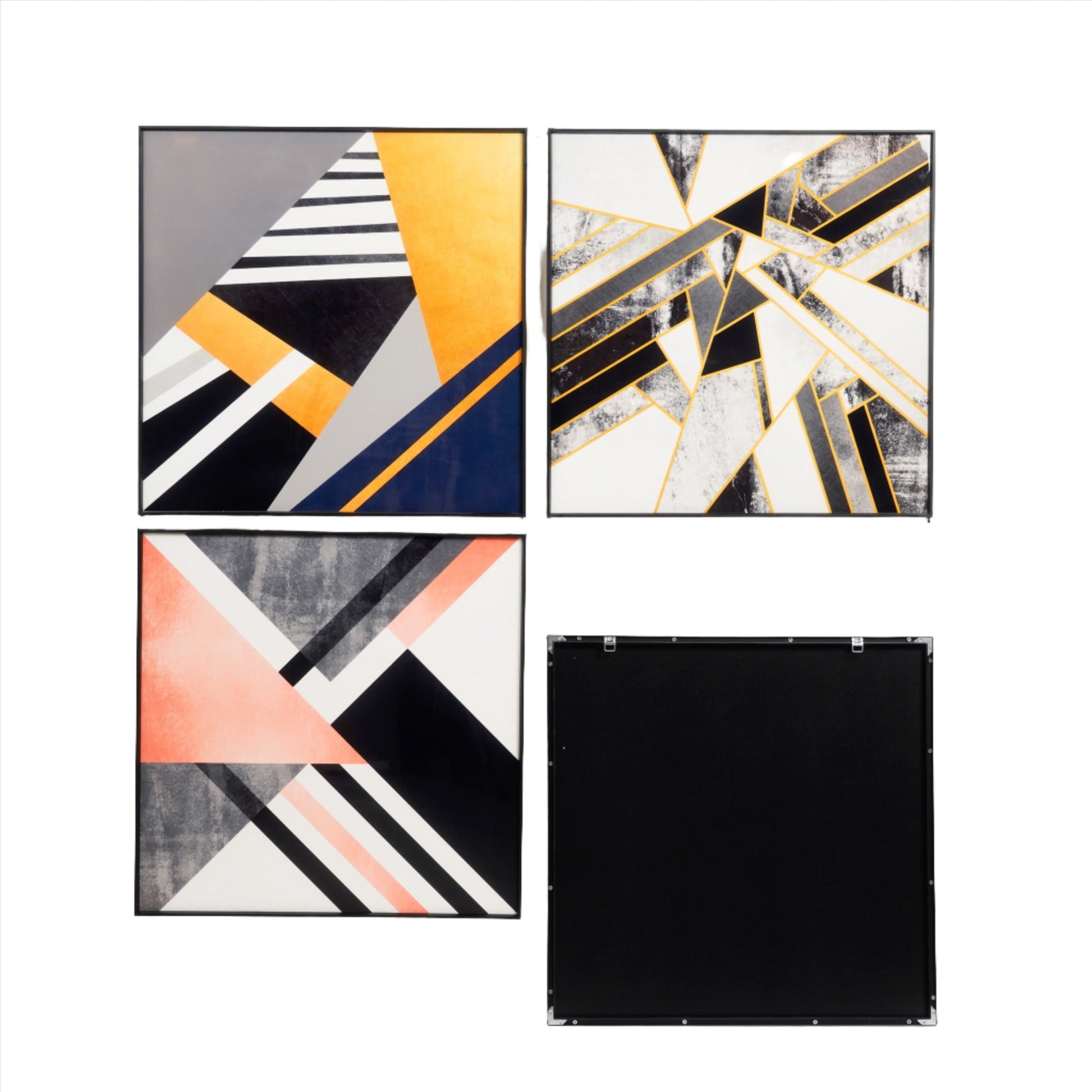crystal porcelain wall arts Chromatic Harmonies - Glass Framed Modern Abstract Crystal Porcelain Wall Art (Set of 4)