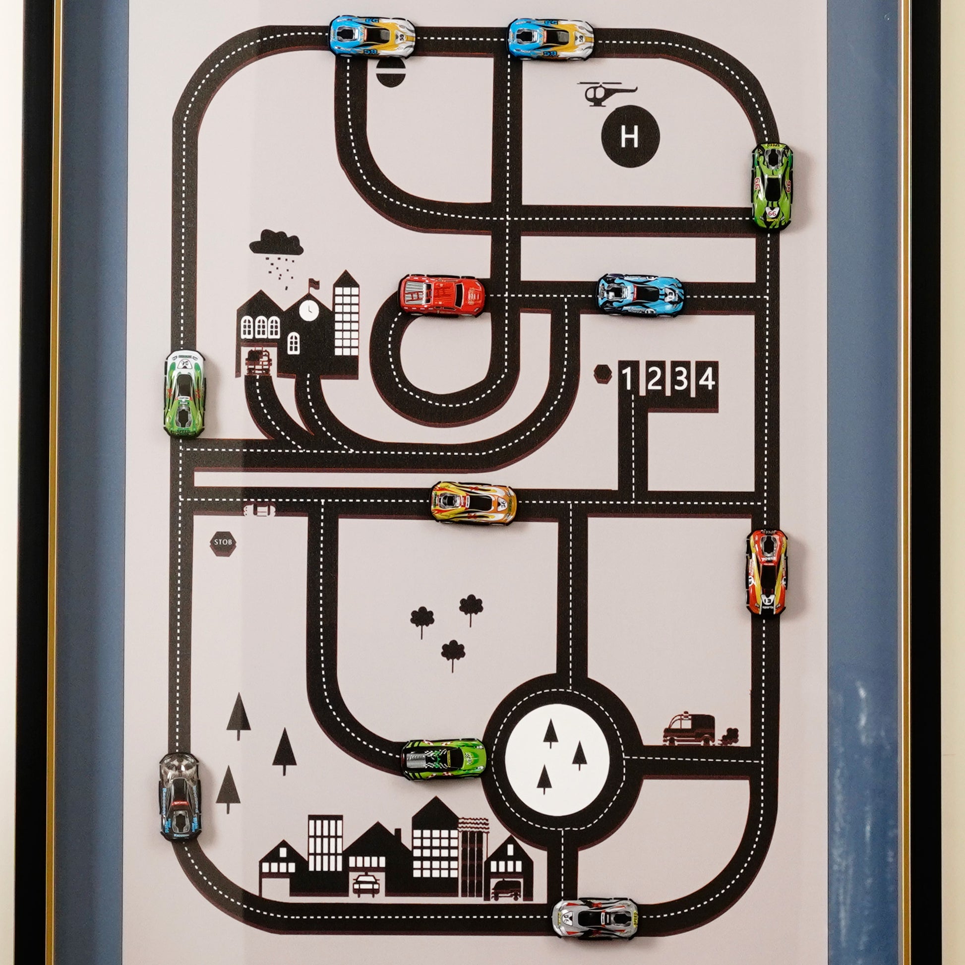 Premium Wall Art Pixel Metropolis - Video Game Inspired Framed 3D Wall Art