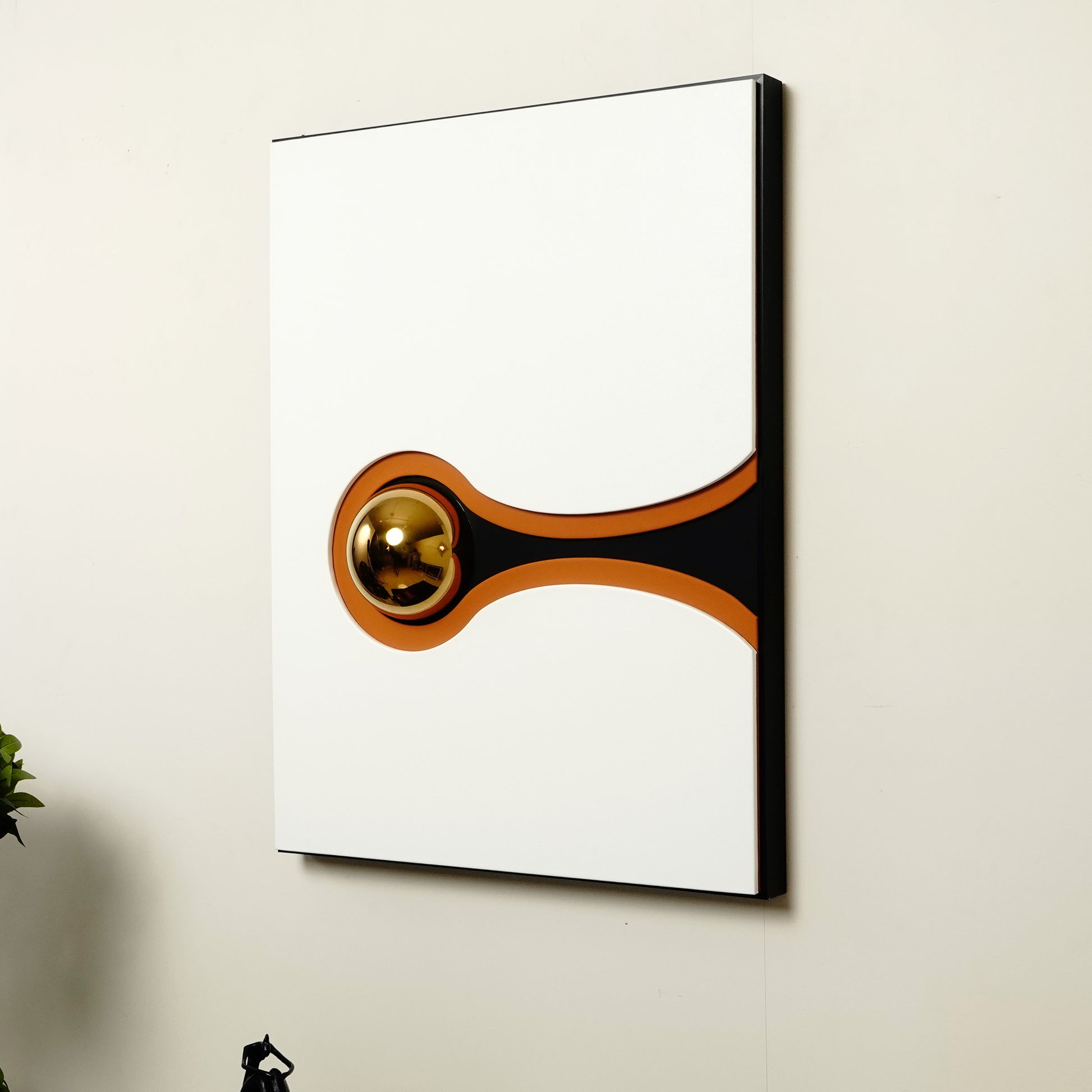 Premium Wall Art Chromatic Harmonies - Orange, Black & Gold Modern Abstract Wall Art
