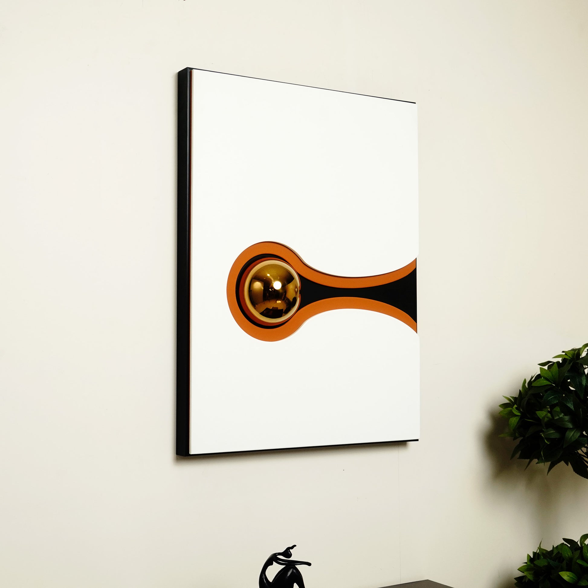 Premium Wall Art Chromatic Harmonies - Orange, Black & Gold Modern Abstract Wall Art