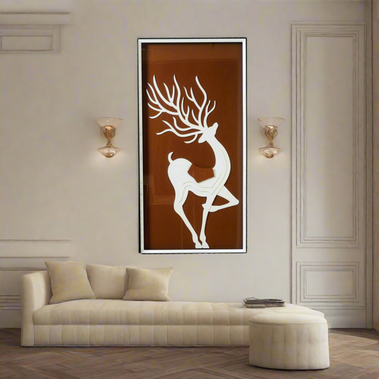 Premium Wall Art Majestic Serenity - Deer Inspired Nature Themed Vertical Framed Wall Art
