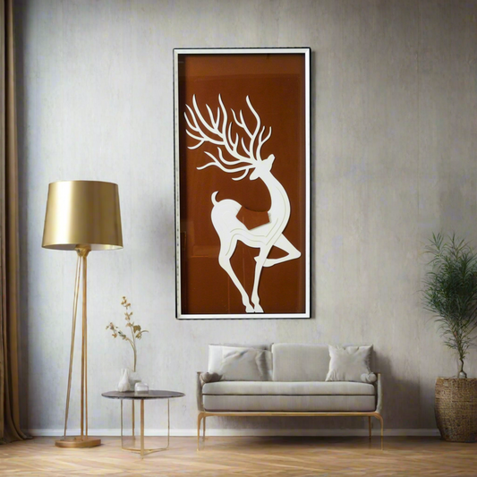 Premium Wall Art Majestic Serenity - Deer Inspired Nature Themed Vertical Framed Wall Art
