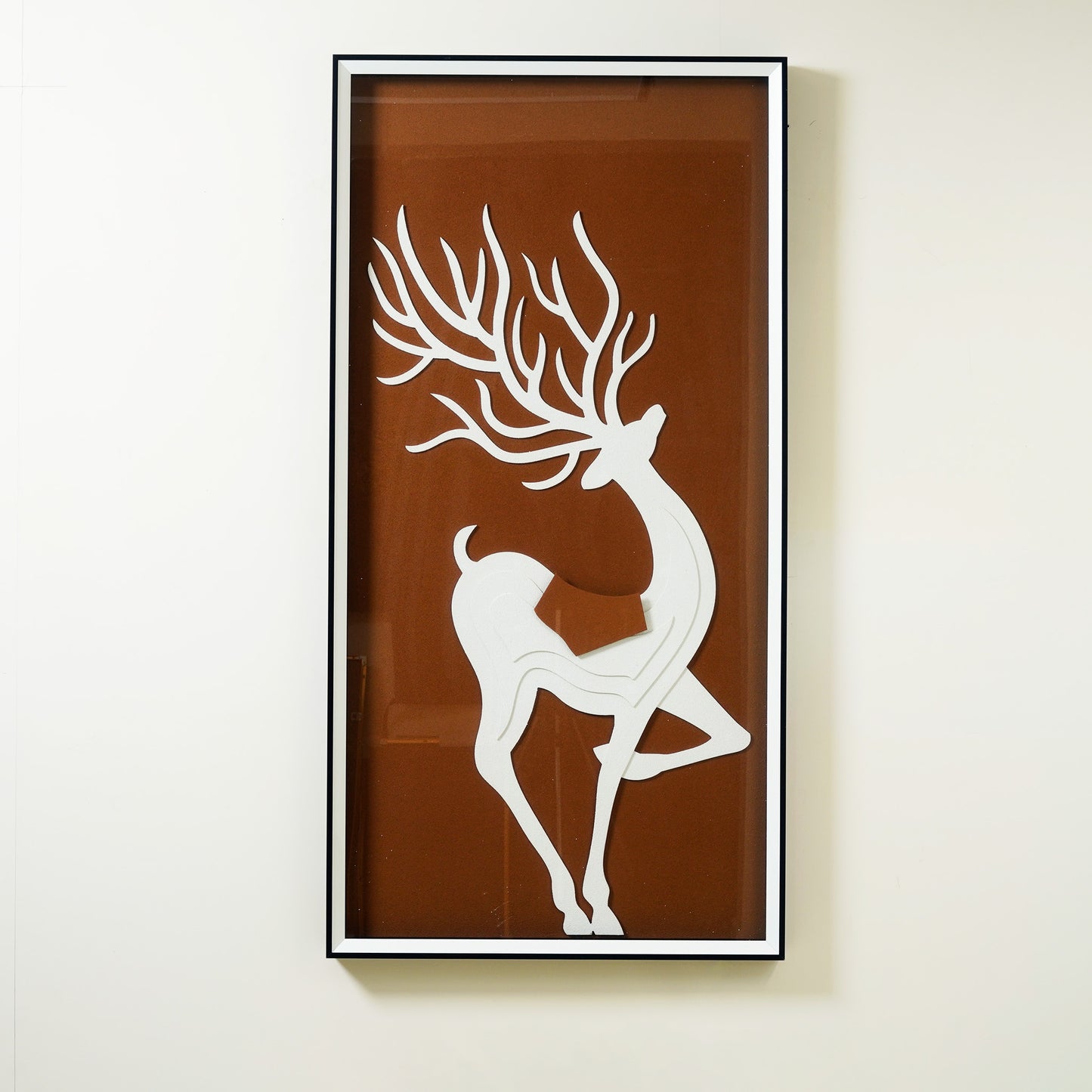 Premium Wall Art Majestic Serenity - Deer Inspired Nature Themed Vertical Framed Wall Art