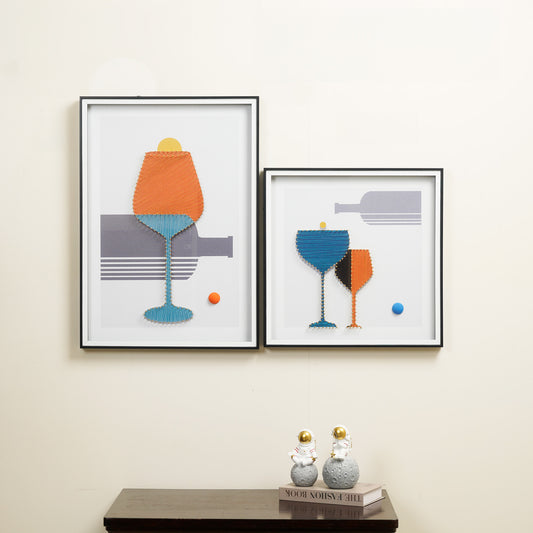Premium Wall Art The Toasting Spirits - Bar Themed Glass Framed 3D Wall Art (Set of 2)