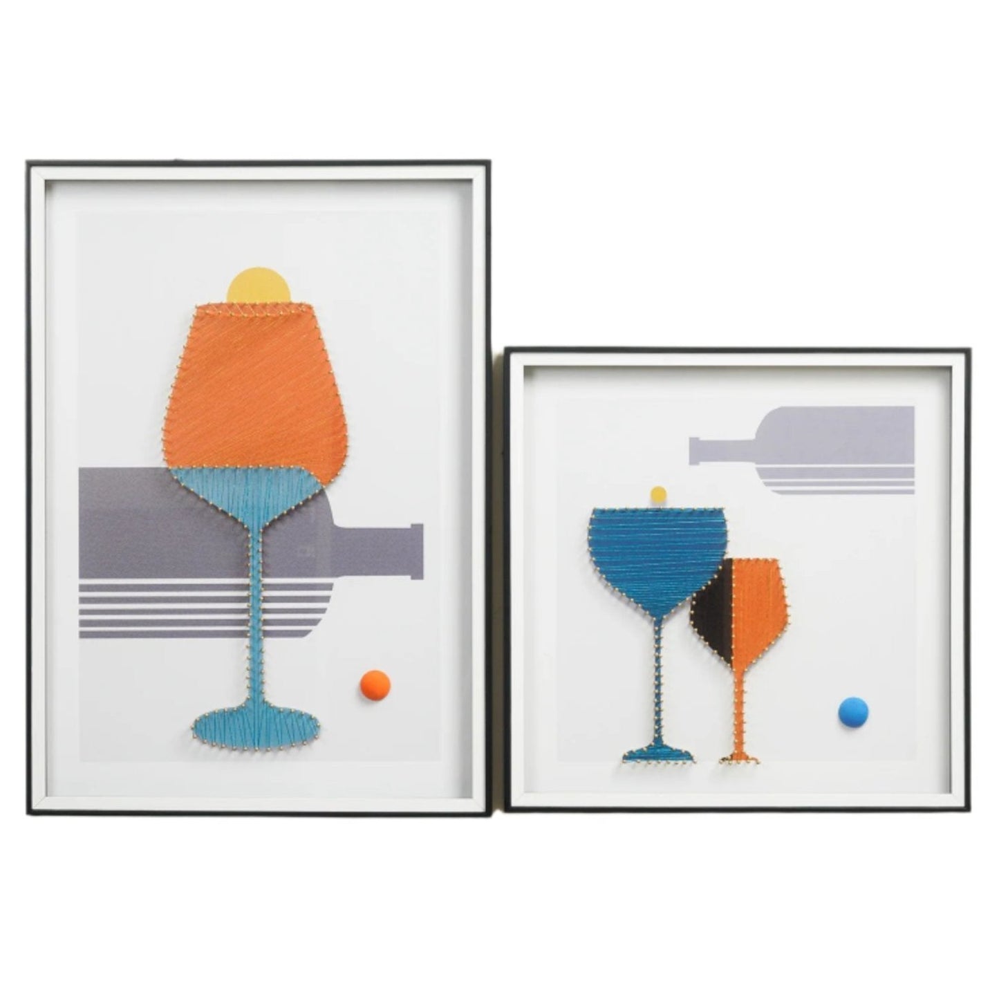 Premium Wall Art The Toasting Spirits - Bar Themed Glass Framed 3D Wall Art (Set of 2)