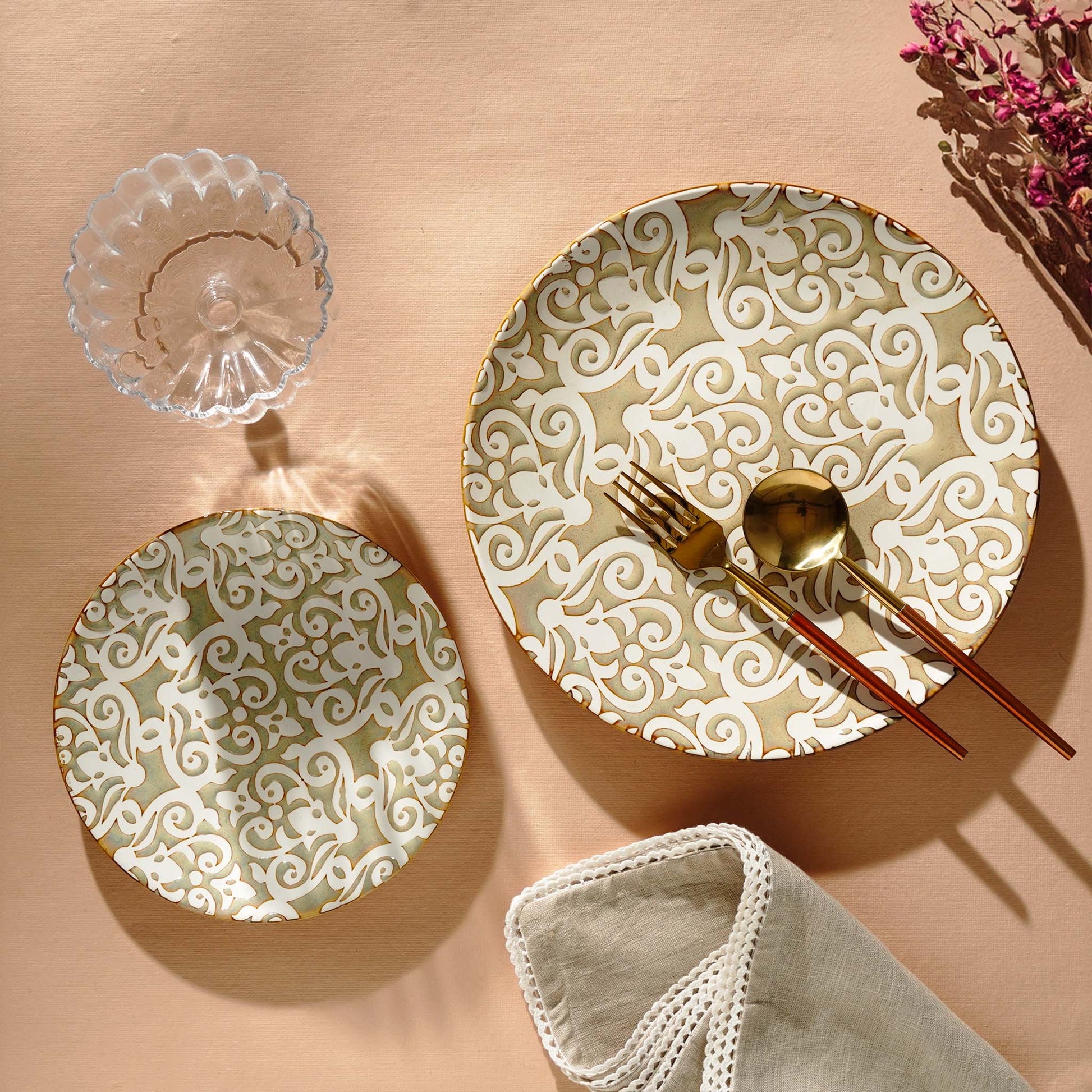 Side Plate Infinite Patterns Fine Porcelain Side Plates - Brown & White (Set of 4)