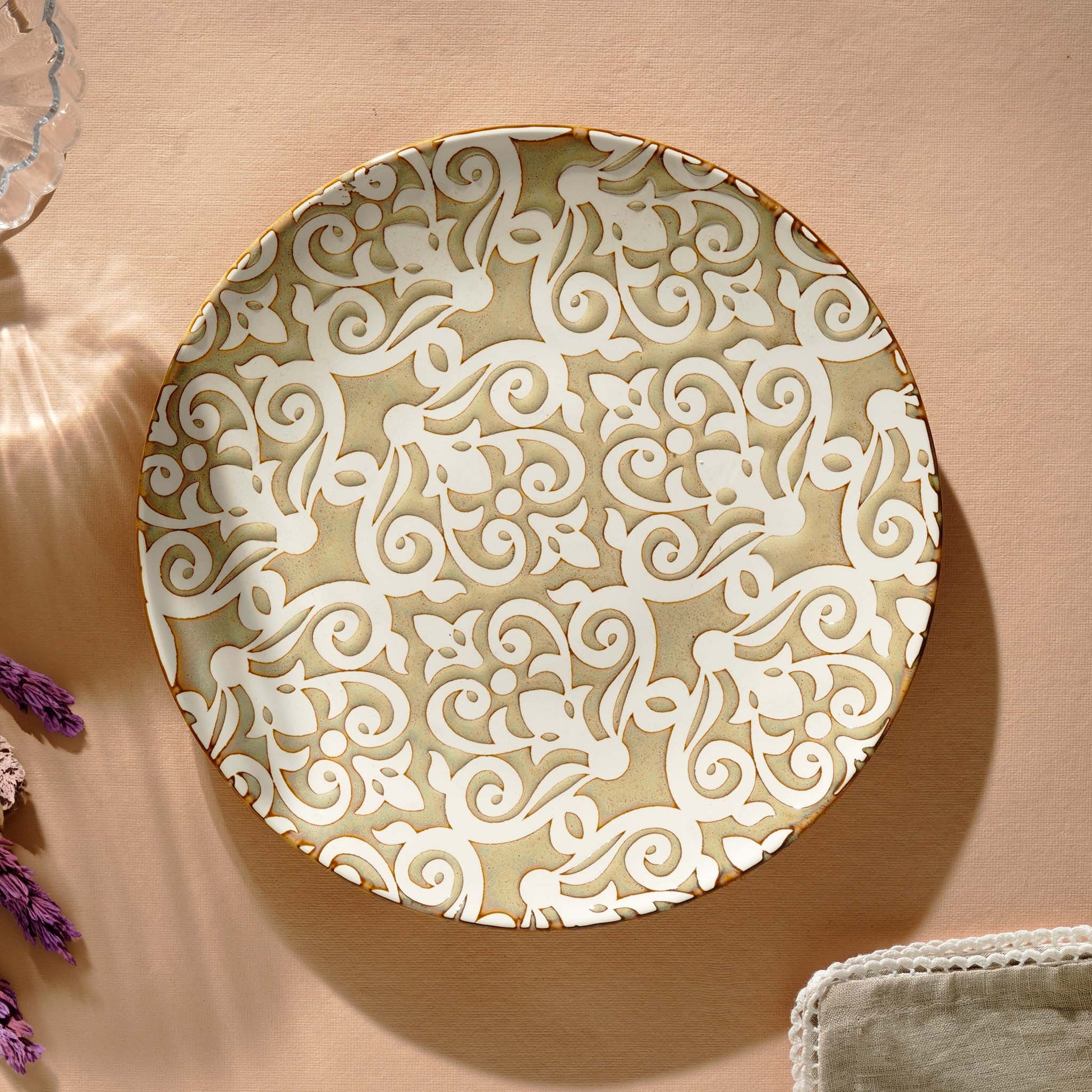 Side Plate Infinite Patterns Fine Porcelain Side Plates - Brown & White (Set of 4)