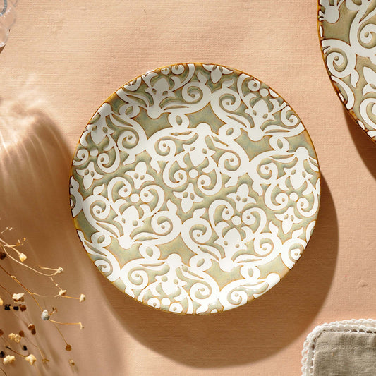 Side Plate Infinite Patterns Fine Porcelain Side Plates - Brown & White (Set of 4)