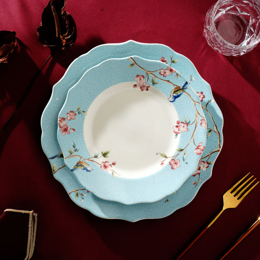 Dinner Plate Victorian Romance - Vintage Floral Style Fine Porcelain Dinner Plates (Set of 6)