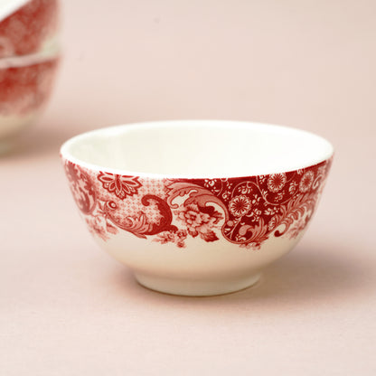 Dinner Bowl Regal Victorian Grandeur Fine Porcelain 180 ml Katori Bowl - Rome Pink & White