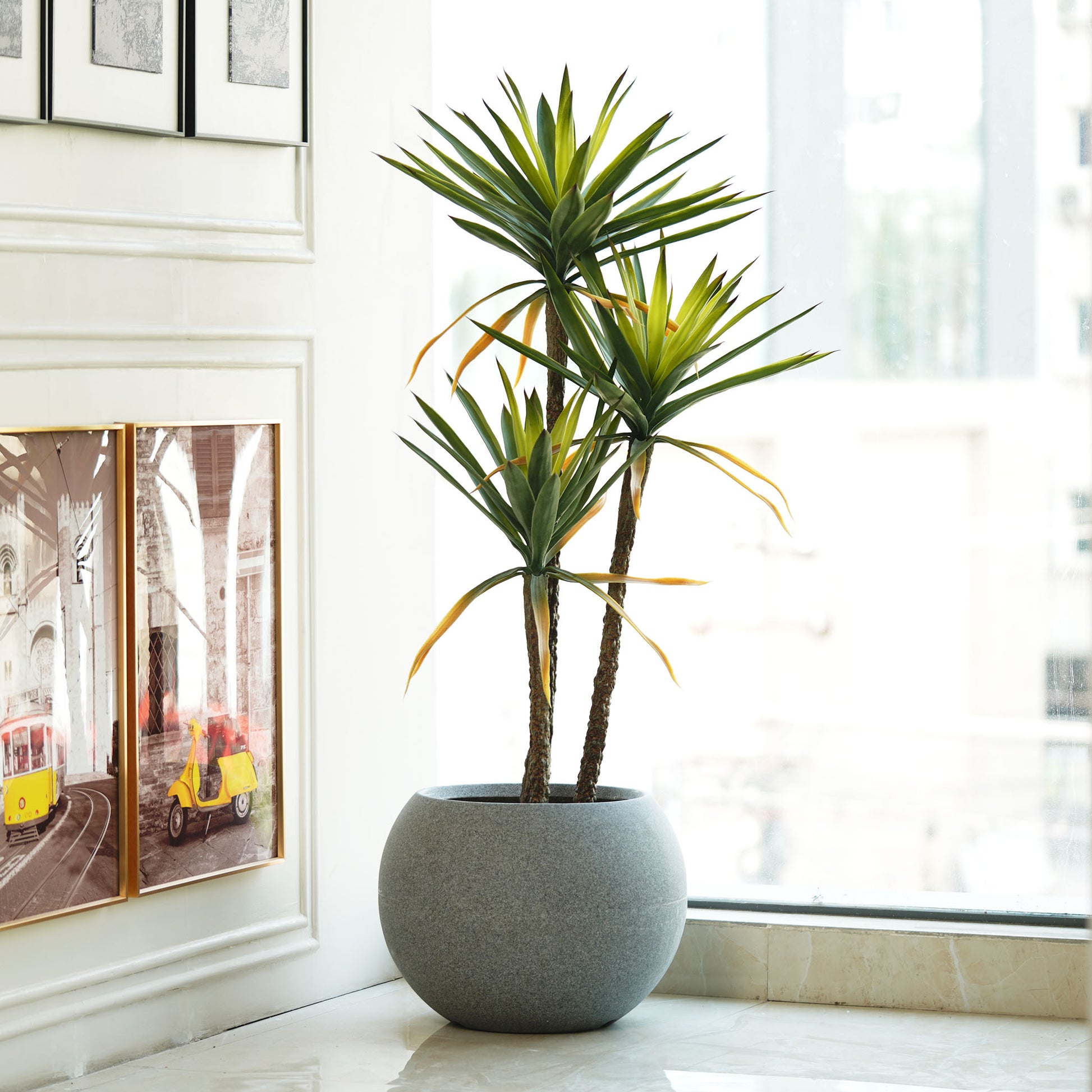 Artificial Trees/Plants The Desert Bloom - Artificial 5 Feet Tall Yucca Plant with Real Touch Silicone Leaves