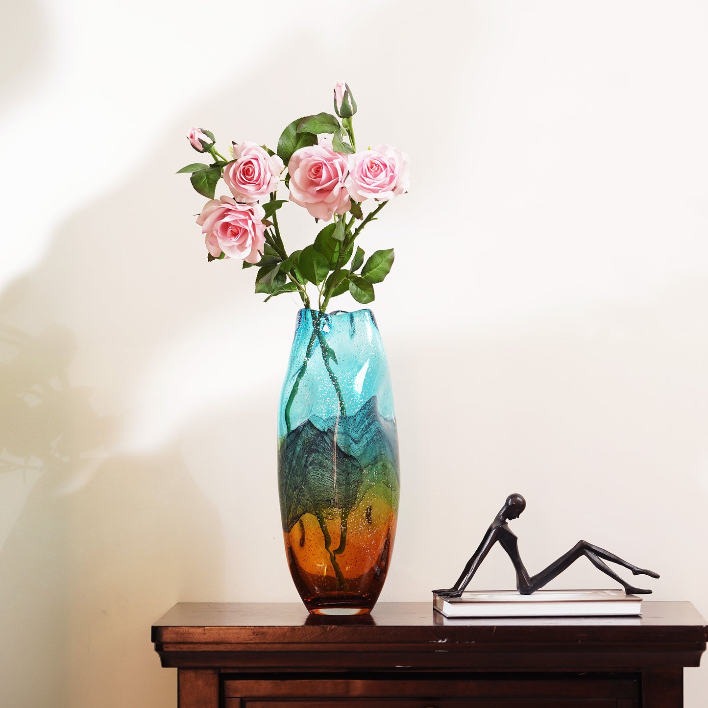 Table Vase Sunlit Meadow - Yellow & Green Glass Table Vase - Style 3