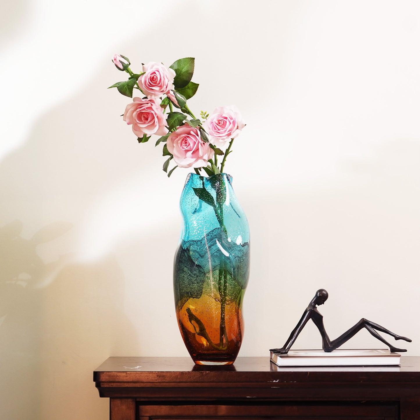 Table Vase Sunlit Meadow - Yellow & Green Glass Table Vase - Style 3