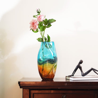 Table Vase Sunlit Meadow - Yellow & Green Glass Table Vase - Style 3