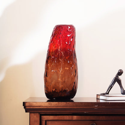 Table Vase Radiant Inferno - Red & Yellow Glass Table Vase