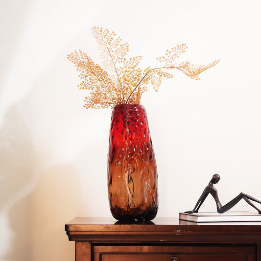Table Vase Radiant Inferno - Red & Yellow Glass Table Vase