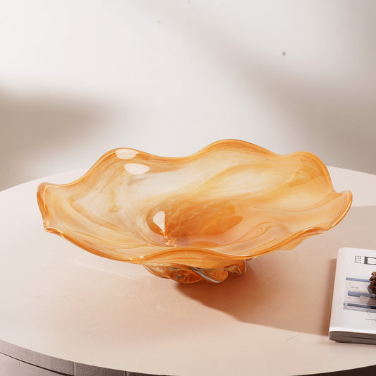 Decorative Bowl The Golden Glow - Yellow Glass Decorative Bowl