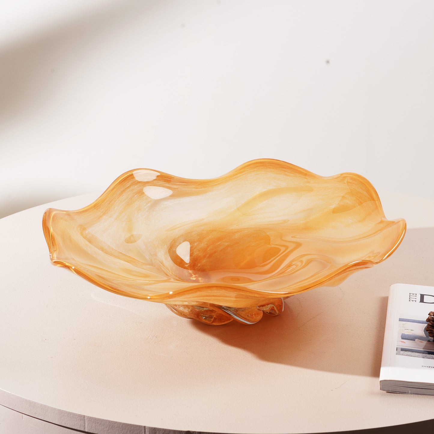 Decorative Bowl The Golden Glow - Yellow Glass Decorative Bowl