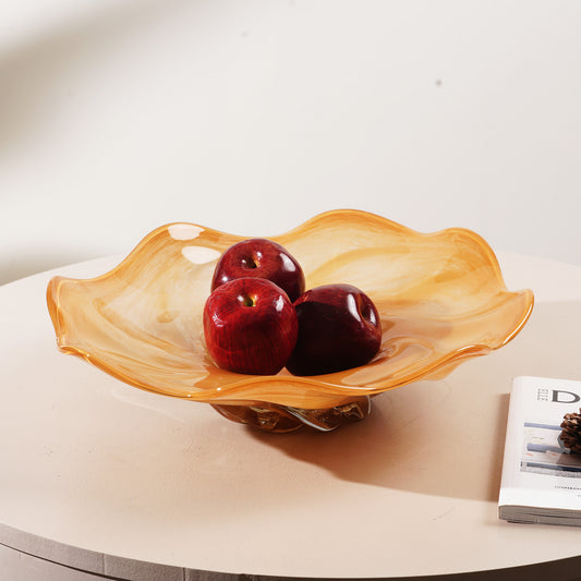 Decorative Bowl The Golden Glow - Yellow Glass Decorative Bowl