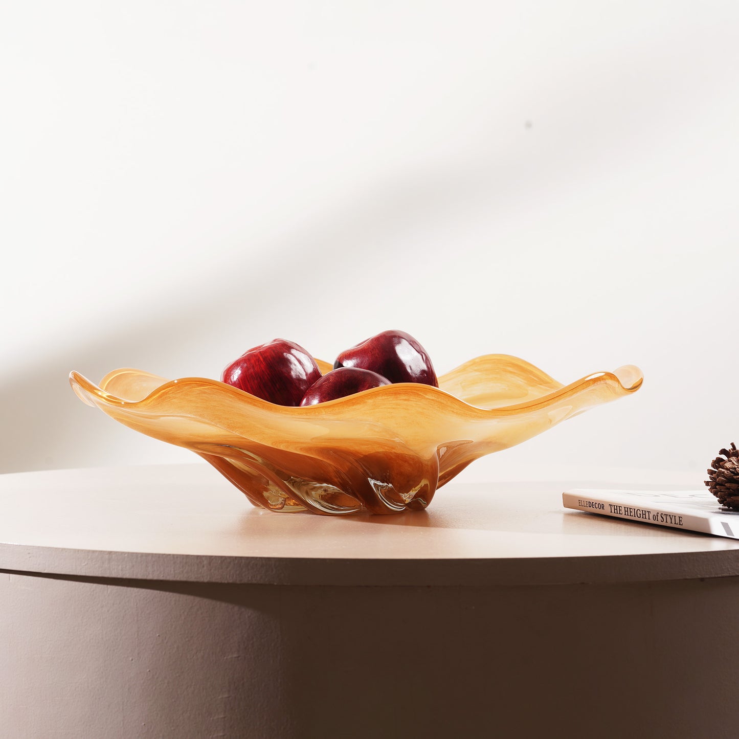 Decorative Bowl The Golden Glow - Yellow Glass Decorative Bowl