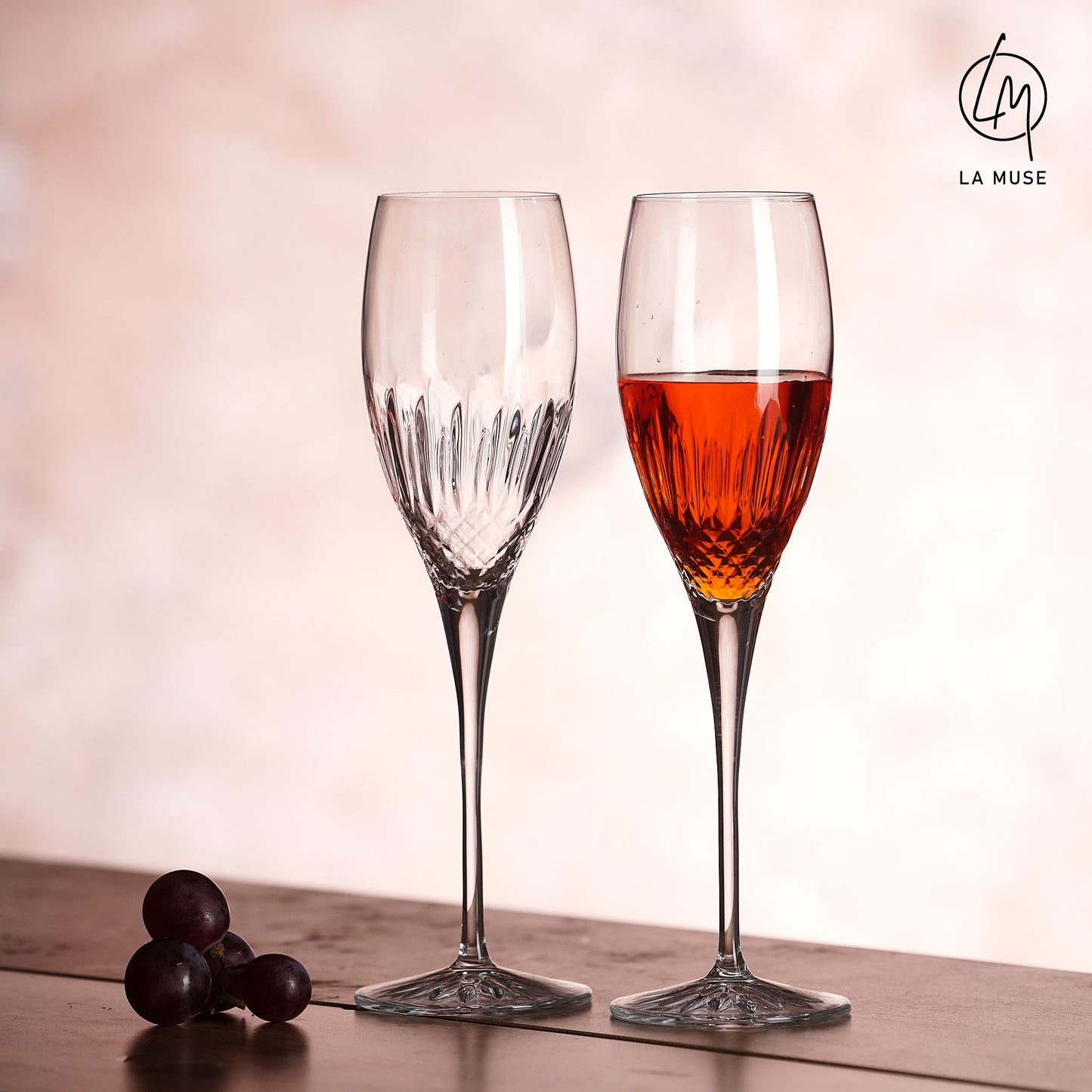 Wine Glass Diamond Drizzle - Champagne Glasses Set (220 ml)