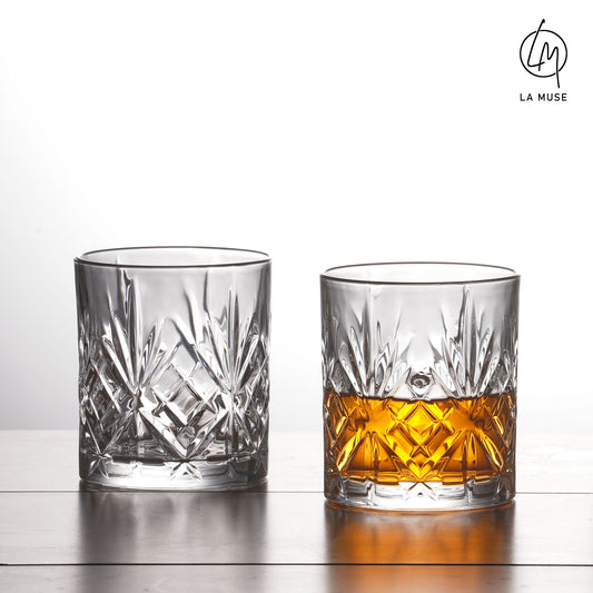 Whiskey Glass Diamond Duranta - Tumbler Whiskey Glasses Set (340 ml)