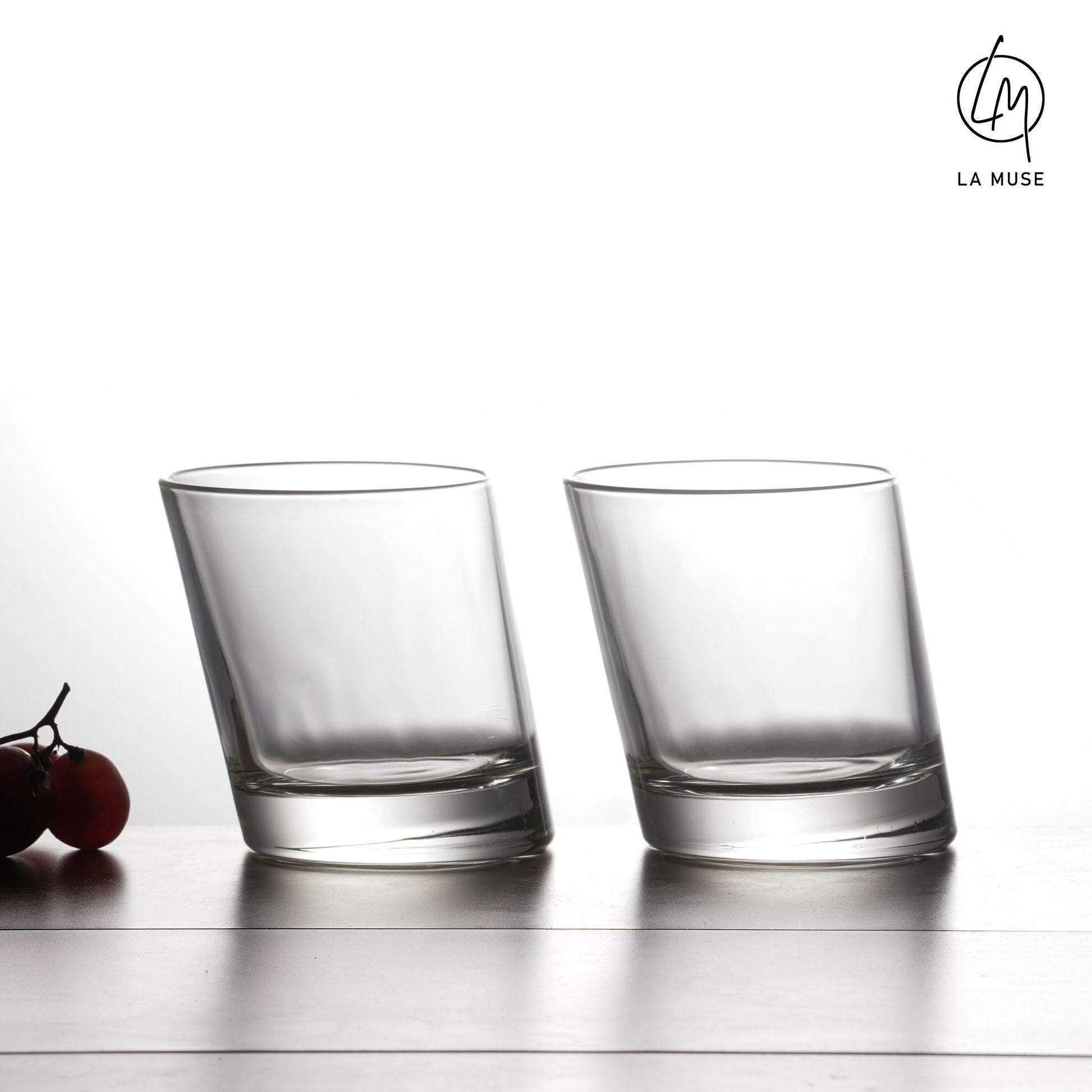 Whiskey Glass Angled Accent - Tumbler Whiskey Glasses Set (350 ml)