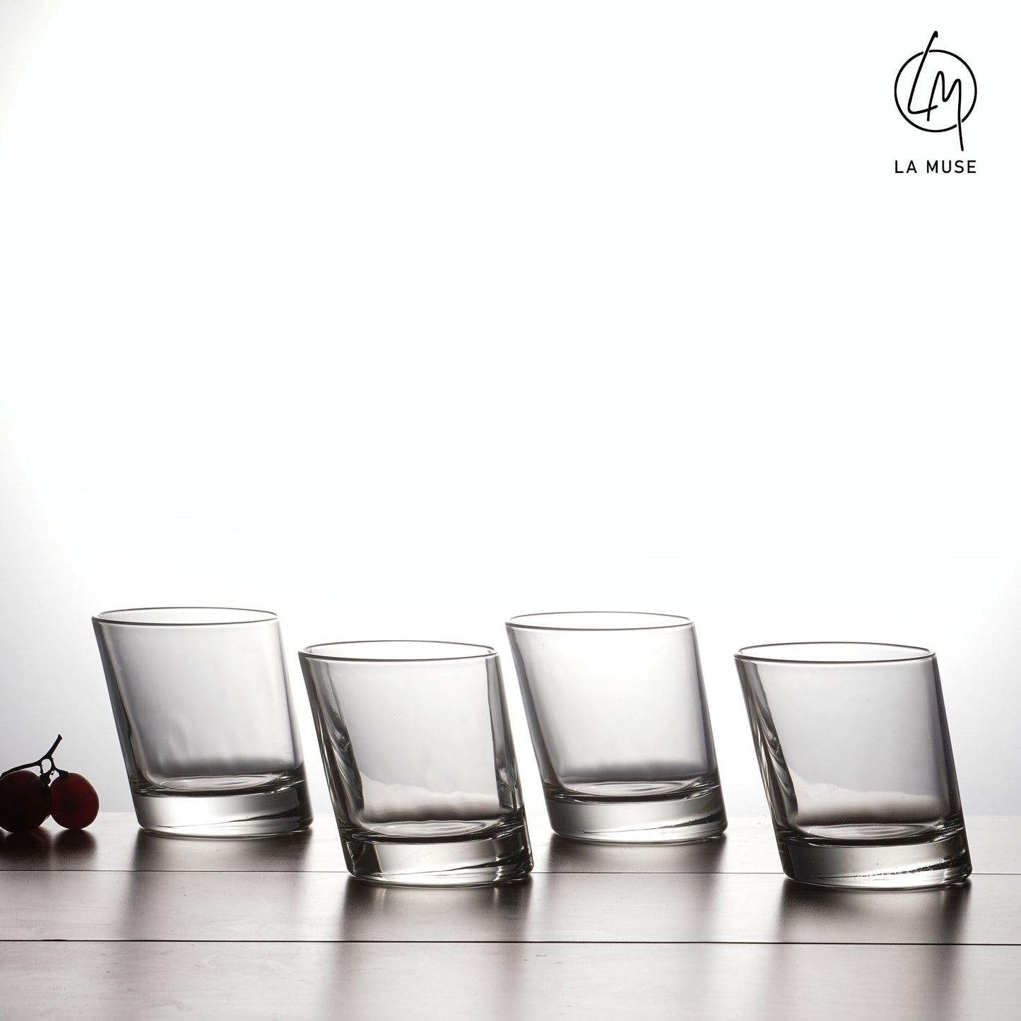 Whiskey Glass Angled Accent - Tumbler Whiskey Glasses Set (350 ml)