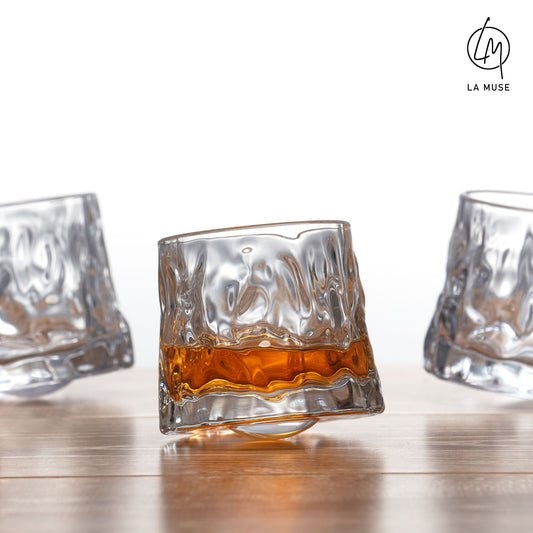 Whiskey Glass Rotating Rhyna - Tumbler Whiskey Glasses Set (160 ml)