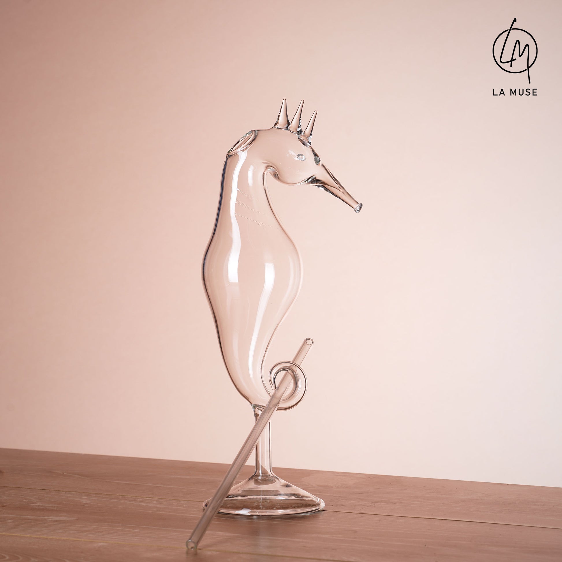 Cocktail Glass Maritime Muse - Seahorse Themed Cocktail Glass with Glass Straw (Set of 2) (330 ml)