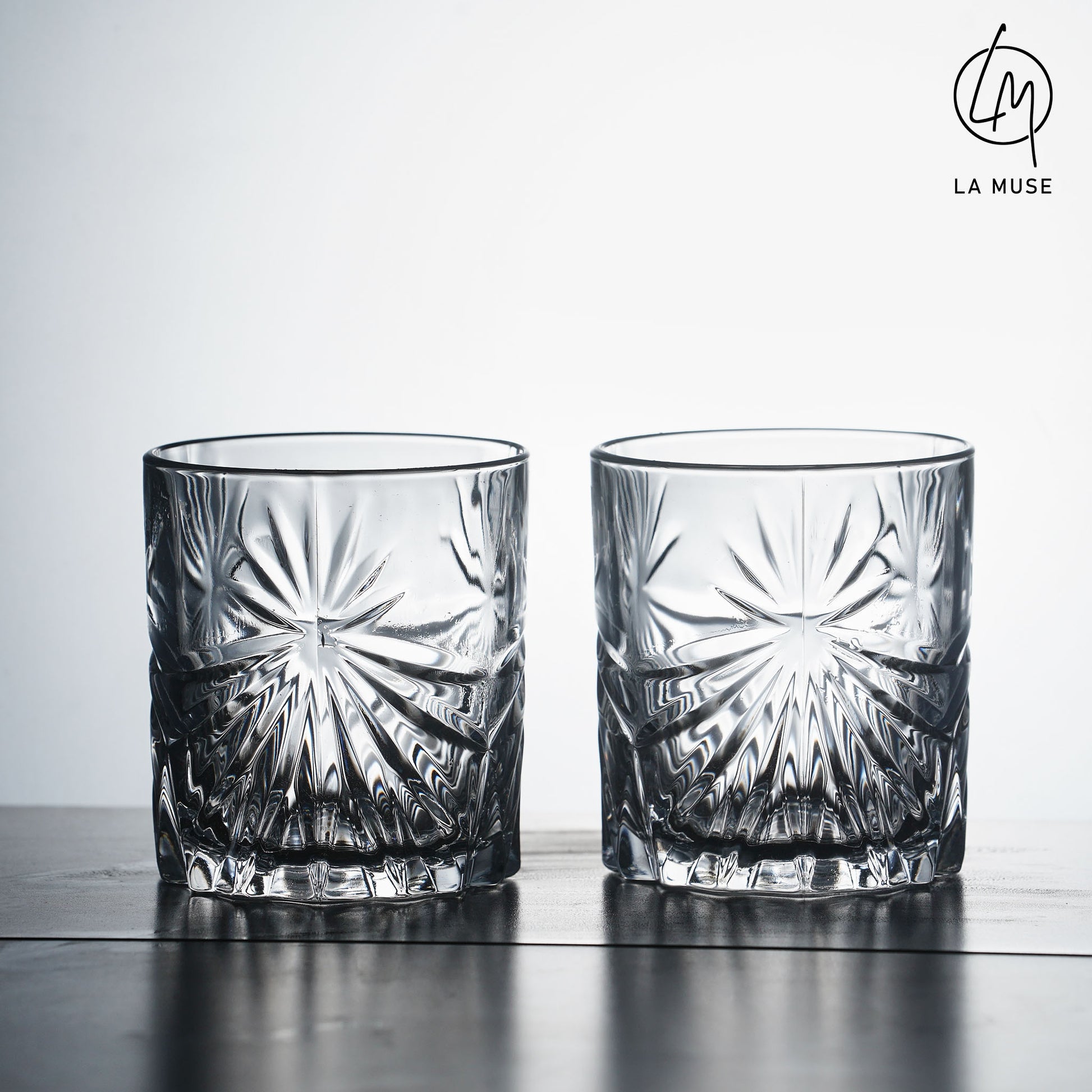 Whiskey Glass Starburst Stream - Tumbler Whiskey Glasses Set (320 ml)