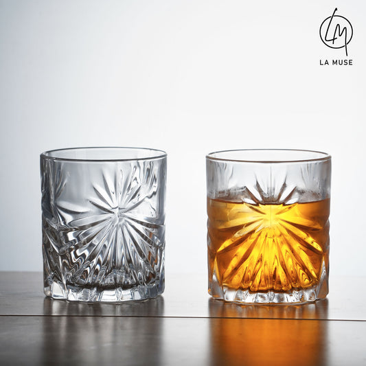 Whiskey Glass Starburst Stream - Tumbler Whiskey Glasses Set (320 ml)